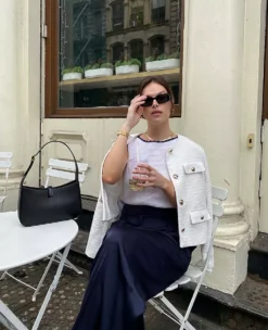 Elegant Cropped Tweed Jacket with Button Detail - Jewel Neck Blazer 15 Elegant Cropped Tweed Jacket with Button Detail - Jewel Neck Blazer -Ann Taylor Store 613311 9000 MKTG5