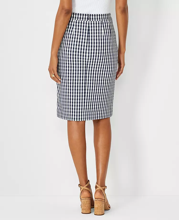 Plaid Button Front Pencil Skirt with High-Stretch Tailored Fit 2 Plaid Button Front Pencil Skirt with High-Stretch Tailored Fit - Image 2