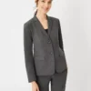 Petite Tailored Notched Two-Button Blazer in Seasonless Stretch Charcoal