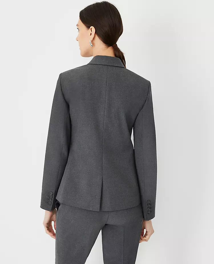 Petite Tailored Notched Two-Button Blazer in Seasonless Stretch Charcoal 2 Petite Tailored Notched Two-Button Blazer in Seasonless Stretch Charcoal - Image 2