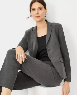 Petite Tailored Notched Two-Button Blazer in Seasonless Stretch Charcoal 5 Petite Tailored Notched Two-Button Blazer in Seasonless Stretch Charcoal -Ann Taylor Store 613315 0892 ALT2