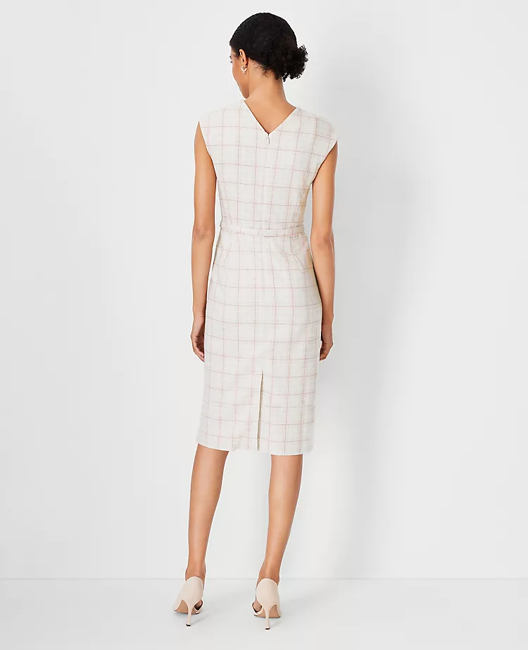 The Belted V-Neck Sheath Dress In Plaid 2 The Belted V-Neck Sheath Dress In Plaid - Image 2