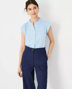 Scalloped Mixed Media Button Top