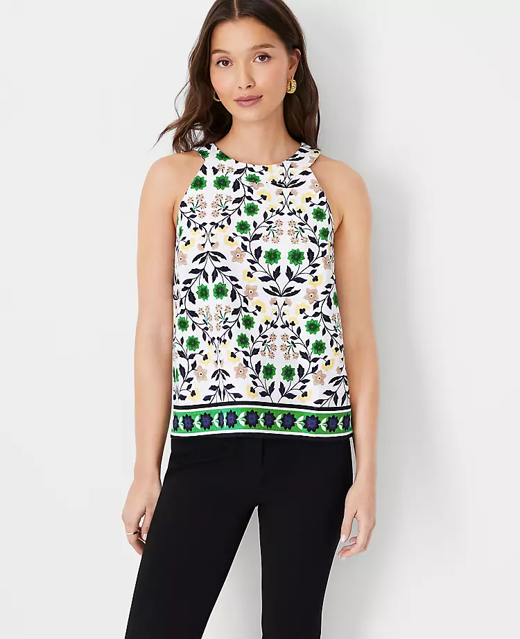 Floral Button Back Halter Top 1 Floral Button Back Halter Top