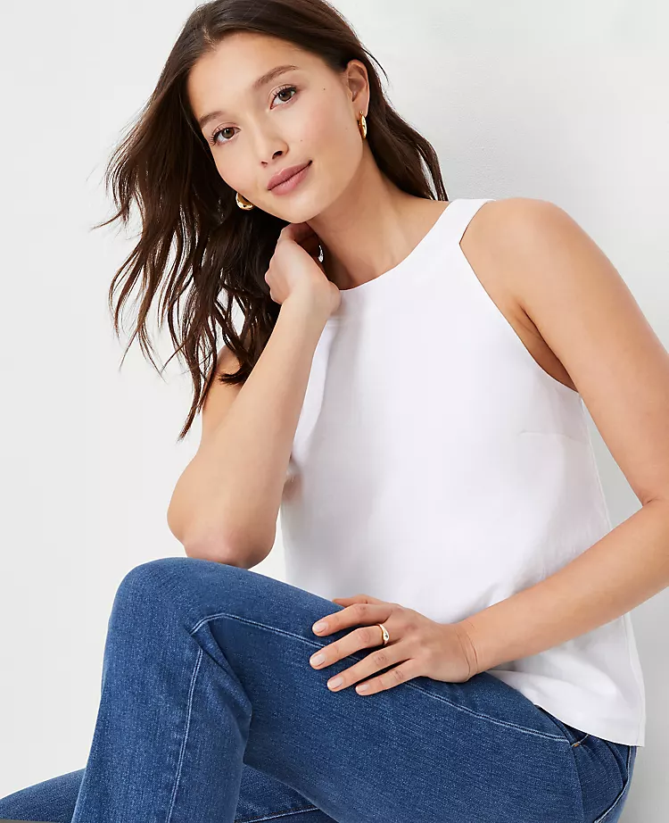 Linen Blend Button Back Halter Top 3 Linen Blend Button Back Halter Top - Image 3