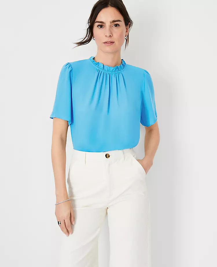 Ruffle Mock Neck Top 3 Ruffle Mock Neck Top - Image 3