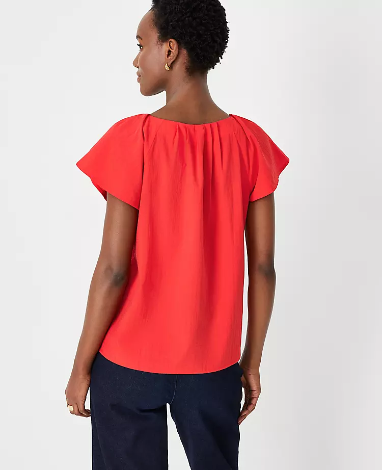 Pleated V-Neck Button Top 2 Pleated V-Neck Button Top - Image 2