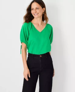 Puff Tie Sleeve Top