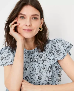 Floral Flounce Sleeve Top -Ann Taylor Store 613762 018571 ALT2
