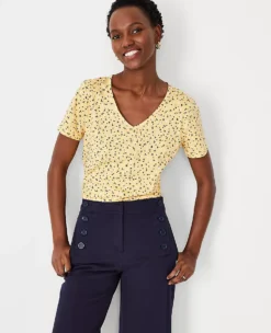 Floral Pima Cotton V-Neck Tee