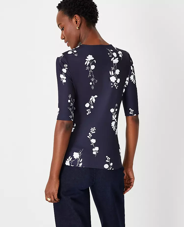 Floral Refined Stretch Envelope Neck Top 2 Floral Refined Stretch Envelope Neck Top - Image 2