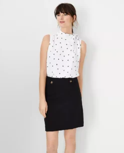 Floral Asymmetrical Tie Neck Mixed Media Shell -Ann Taylor Store 613823 9192 ALT2