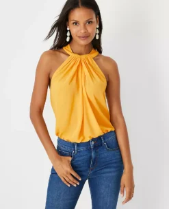 Mixed Media Draped Halter Top