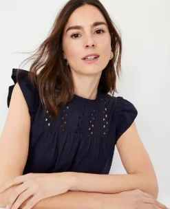 Ric Rac Yoke Mixed Media Top 5 Ric Rac Yoke Mixed Media Top -Ann Taylor Store 613829 2570 ALT2