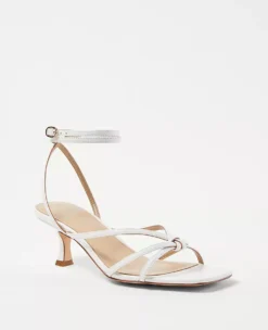 Elegant Strappy Leather Sandals - Knotted Open-Toe Mid-Heel Shoes