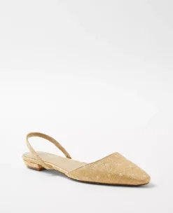 Women's Dotted Straw Slingback Flats - Pointed Toe Comfort