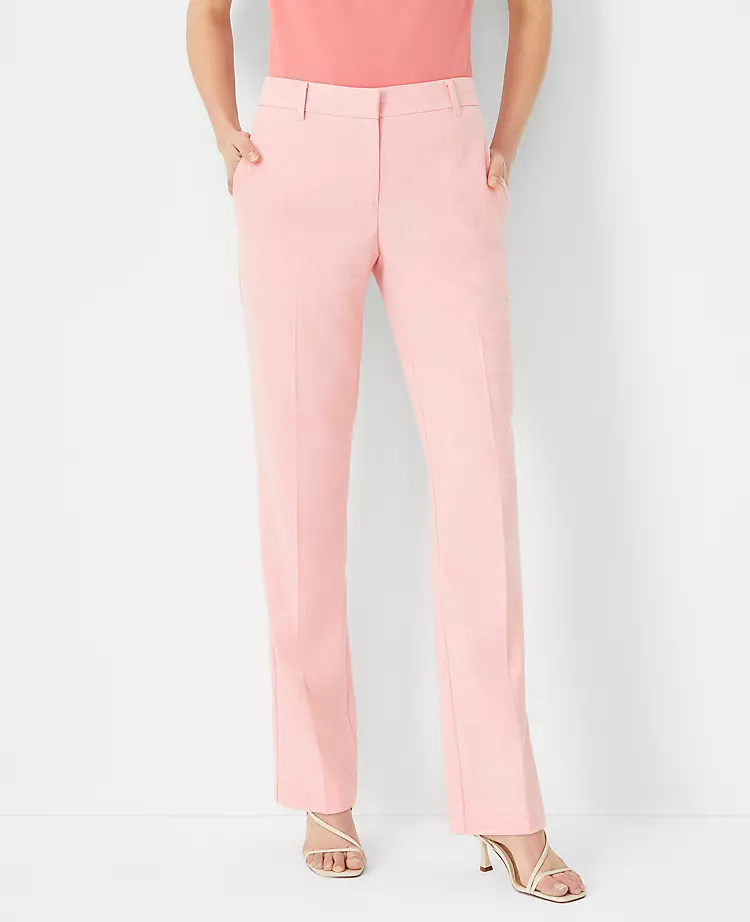 Petite Sophia Curvy Fit Straight Leg Pants - Textured Work Trousers 1 Petite Sophia Curvy Fit Straight Leg Pants - Textured Work Trousers
