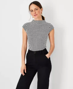 Ottoman Mock Neck Top -Ann Taylor Store 614298 2222 ALT2