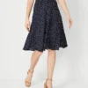 Petite Spotted Full Skirt - Flowy Knee-Length Polka Dot Work Skirt