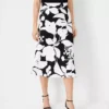 Petite Floral Shadow Slip Skirt - Elegant Satiny Flared Midi Skirt