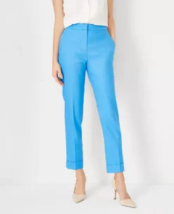 Petite High Rise Eva Ankle Pant - Linen Blend Slim Fit