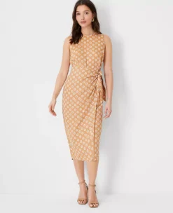 Petite Floral Tie Waist Sheath Dress