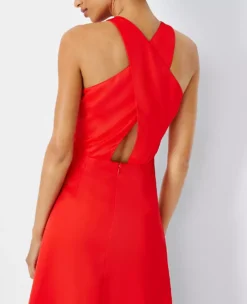 Petite Flare Halter Dress with Chic Cutout Back -Ann Taylor Store 614475 2570 ALT2