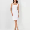 Petite Double Scoop Neck Sheath Dress in Four-Way Stretch Fabric