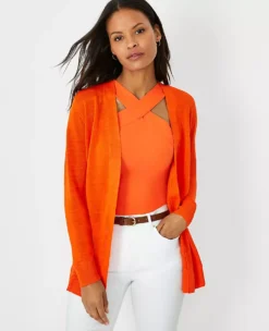 Petite Lightweight Linen Blend Open Front Cardigan