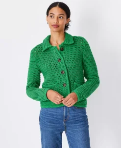 Petite Geo Textured Stitch Sweater Jacket with Pockets