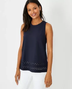 Petite Ric Rac Hem Sleeveless Tank Top - Comfortable Work-to-Weekend Shell