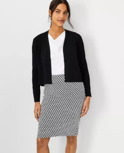 Petite Silky Cropped Open Front Cardigan for Work