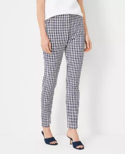 Petite Plaid Ankle Pants - Curvy Fit Slim Leg Work Trousers