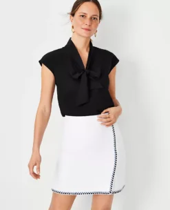 Petite Tie Neck Cap Sleeve Blouse with Elegant Self-Ties -Ann Taylor Store 614779 2222 ALT2