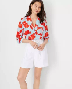 Petite Floral Camp Shirt: Elegant Long Sleeve Work Blouse 5 Petite Floral Camp Shirt: Elegant Long Sleeve Work Blouse -Ann Taylor Store 614796 1178 ALT2
