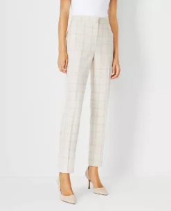 Petite Plaid Ankle Pants - Slim Fit Tailored Work Trousers