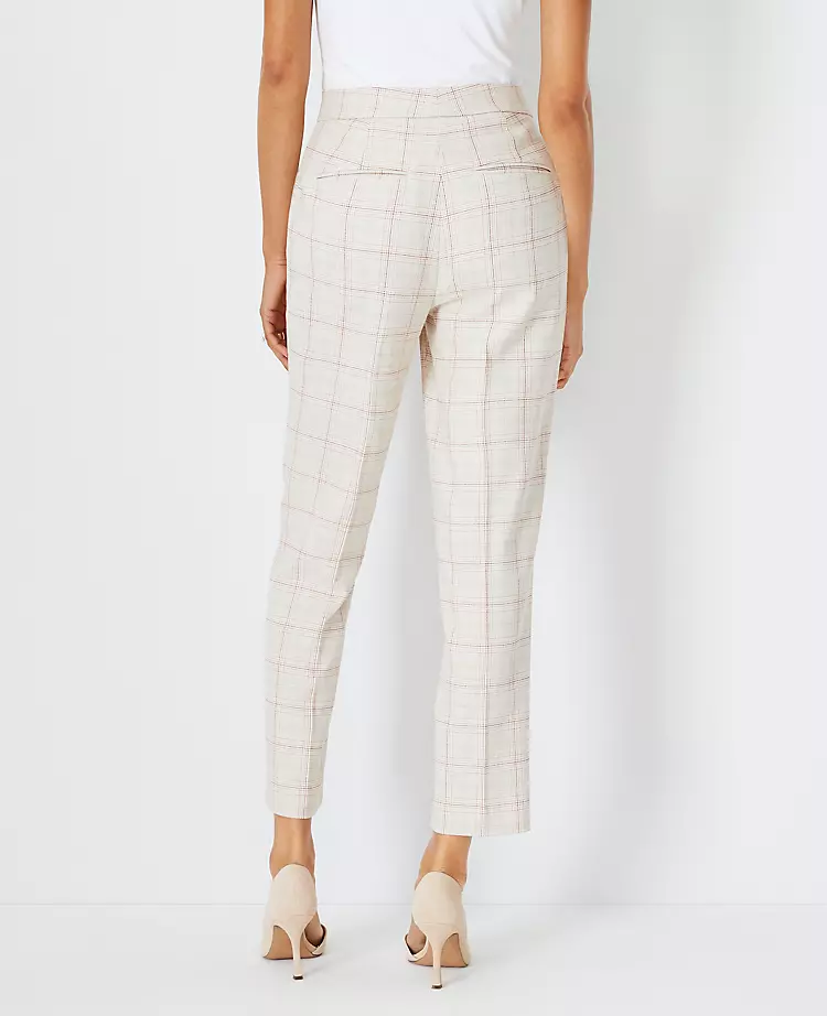 Petite Curvy Fit Plaid Ankle Pants - Slim Leg Eva Work Trousers 2 Petite Curvy Fit Plaid Ankle Pants - Slim Leg Eva Work Trousers - Image 2