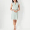 Petite V-Neck Linen Blend Work Dress with Adjustable Belt