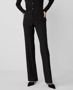 Petite Seasonless Stretch Mid Rise Trousers in Core Black