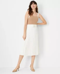 Pleated Midi Skirt with Adjustable Buckle Belt 5 Pleated Midi Skirt with Adjustable Buckle Belt -Ann Taylor Store 615244 9192 ALT2