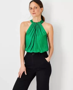 Shimmer Draped Halter Top