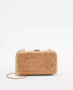 Elegant Natural Cork Structured Clutch with Snap Closure