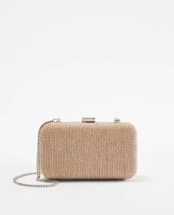 Metallic Straw Hard Shell Evening Clutch Bag