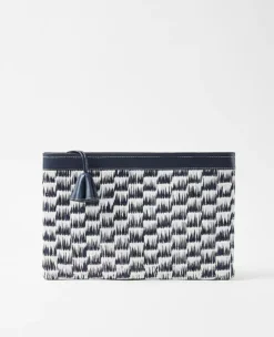 Oversized Raffia Soft Clutch - Summer Straw Handbag with Zip Closure