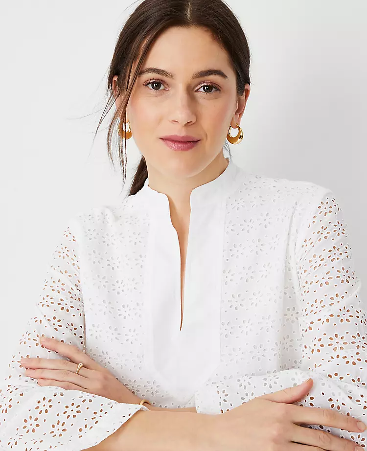 Floral Eyelet Tunic Top 1 Floral Eyelet Tunic Top