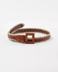 Premium Handcrafted Braided Leather Belt with Stitched Detail