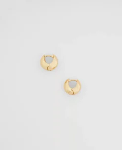 Polished Metal Huggie Hoop Earrings with Secure Lever Back