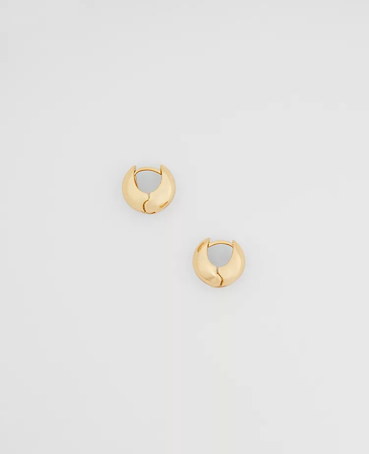 Polished Metal Huggie Hoop Earrings with Secure Lever Back 1 Polished Metal Huggie Hoop Earrings with Secure Lever Back