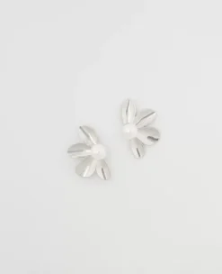 Elegant Polished Floral Stud Earrings - 1.25" Statement Flower Jewelry