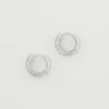 Elegant Pave Hoop Earrings - Polished 1/2 Inch Small Hoops